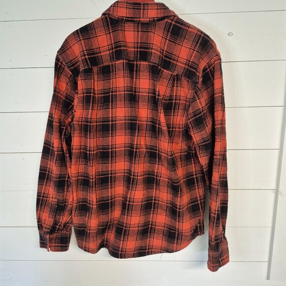 Brahma Mens Rust & Black Plaid Button-Up Flannel Shirt M 100% Cotton Casual Long - Picture 6 of 6
